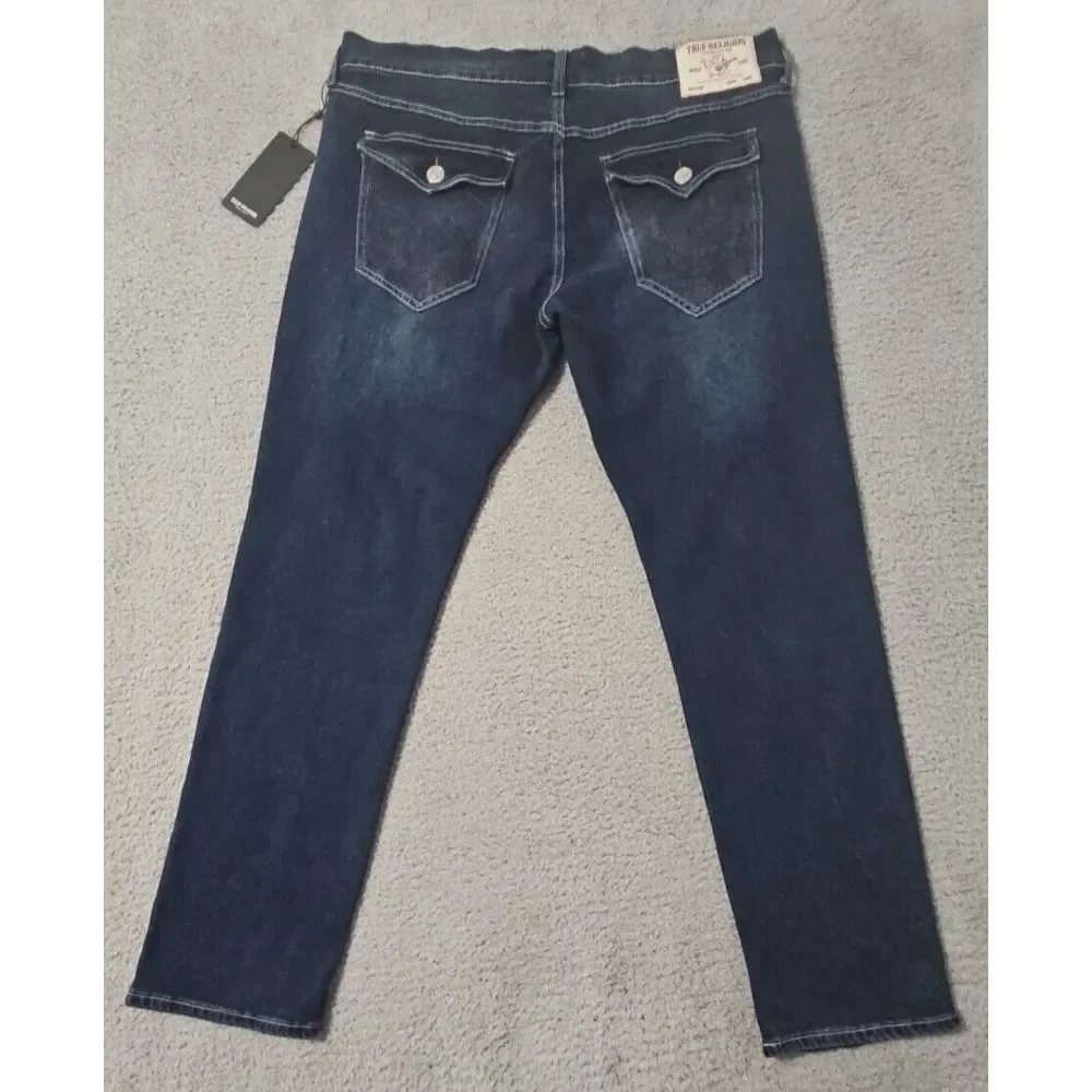New‎ True Religion Mens 38 x 31 Geno Relaxed Slim Blue Jeans Flap SN MSRP $159